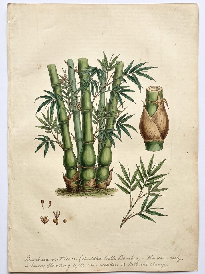 Buddha Belly Bamboo - Bambusa ventricosa botanical plate