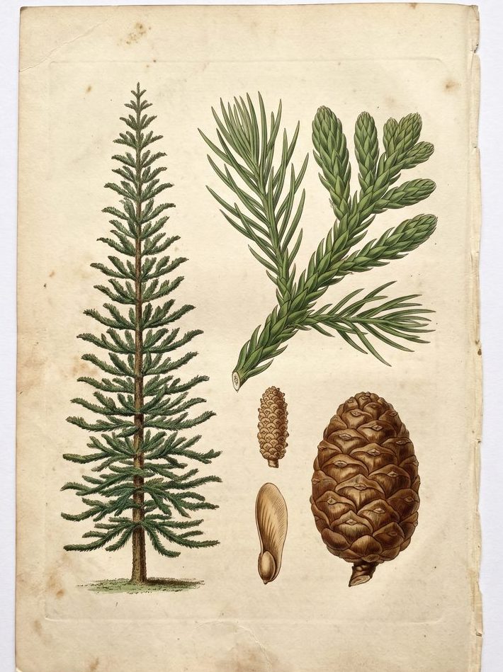 Cook Pine botanical plate