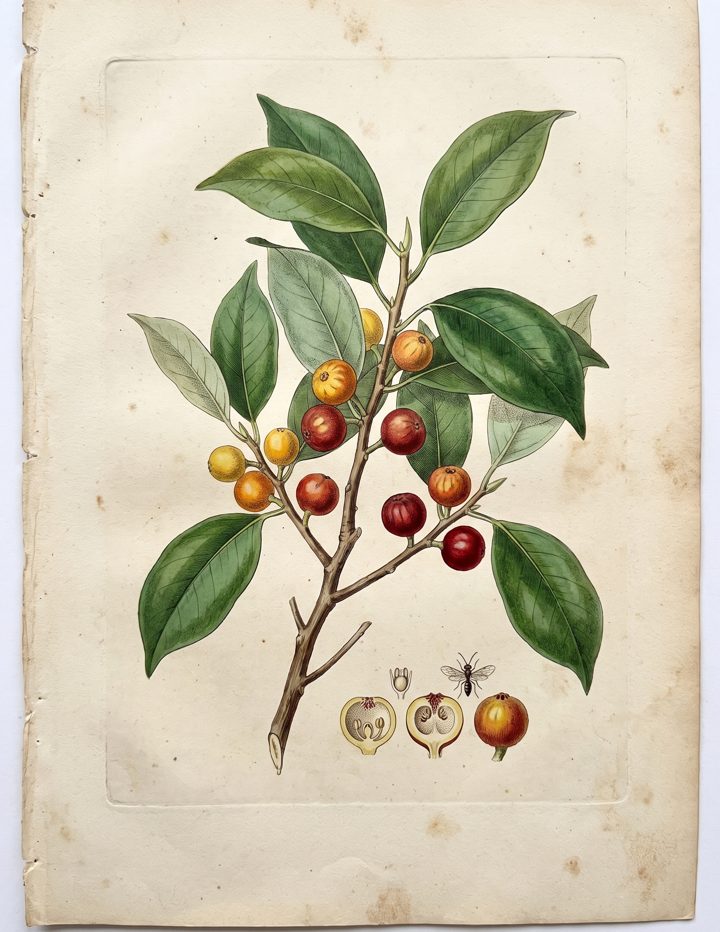 Ficus benjamina botanical plate