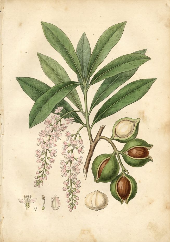 Macadamia botanical plate