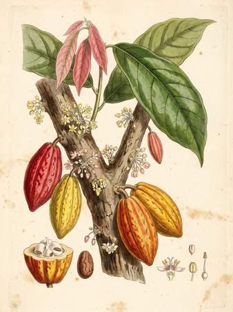 Cacao botanical plate