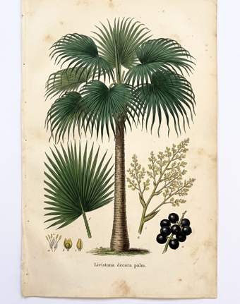 Ribbon Fan Palm botanical plate